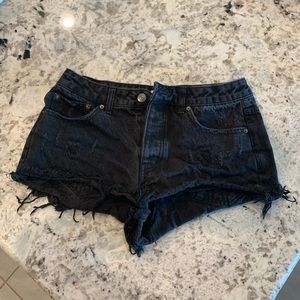 Black denim shorts